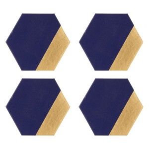 Sada 4 koženkových podtácků Premier Housewares Navy, 10 x 11 cm