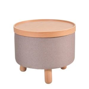 Hnědá stolička s detaily z bukového dřeva a odnímatelnou deskou Garageeight Molde, ⌀ 50 cm