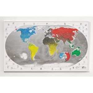 Mapa světa v průhledném pouzdru Commemorative World Map, 101 x 60 cm