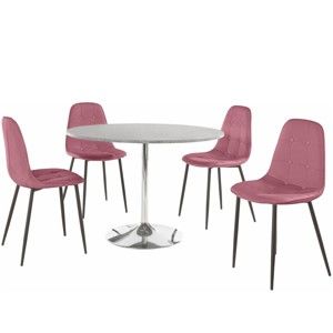 Sada kulatého jídelního stolu a 4 růžových židlí Støraa Terri Concrete