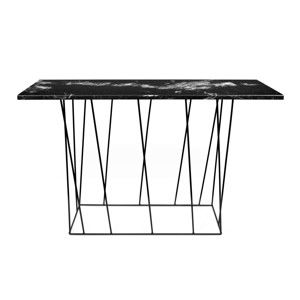 Černý mramorový konzolový stolek s černými nohami TemaHome Helix