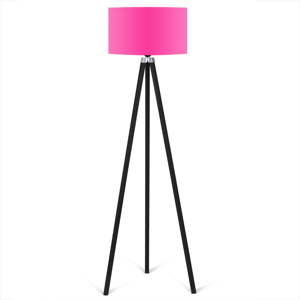 Černá volně stojící lampa s růžovým stínítkem lampa Kate Louise Siyah
