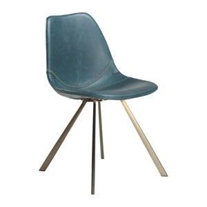 Modrá jídelní židle s podnožím ve zlaté barvě DAN–FORM Pitch