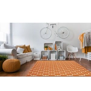 Oranžový venkovní koberec Floorita Trellis, 133 x 190 cm