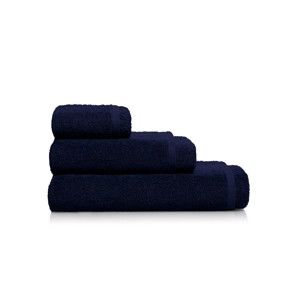 Sada 2 tmavě modrých bavlněných ručníků a osušky Maison Carezza Marshan