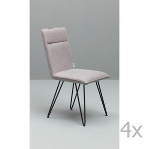 Sada 4 světle šedých jídelních židlí s černým podnožím Design Twist Elice
