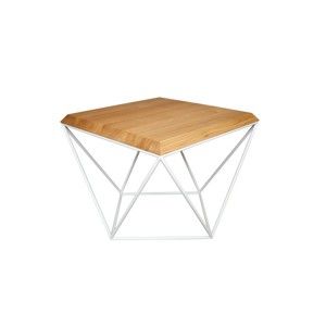 Bílý konferenční stolek s deskou z dubového dřeva take me HOME Tulip, 53 x 53 cm