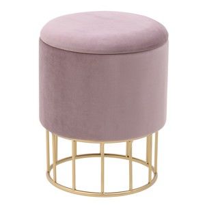 Růžová stolička se sametovým potahem a úložným prostorem InArt Metallic