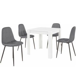 Set bílého jídelního stolu a 4 šedých jídelních židlí Støraa Lori Lamar Duro