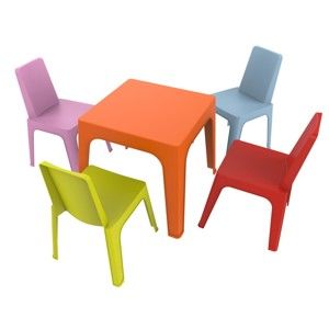 Dětský zahradní set 1 oranžového stolu a 4 židliček Resol Julieta