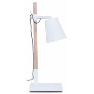 Bílá stolní lampa s konstrukcí z jasanu Citylights Sydney