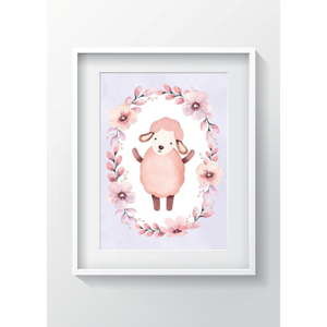 Nástěnný obraz OYO Kids Flower Ring Sheep, 24 x 29 cm