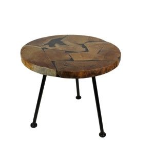 Odkládací stolek s deskou z teakového dřeva HSM collection Round, ⌀ 55 cm