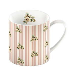 Růžový porcelánový hrnek s proužky Creative Tops Cottage Flower, 330 ml