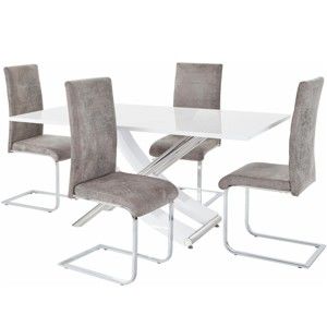 Sada stolu a 4 šedých židlí Støraa Carl