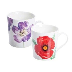 Sada 2 porcelánových hrnků s motivem květin Price & Kensington Woodpland Poppies, 340 ml