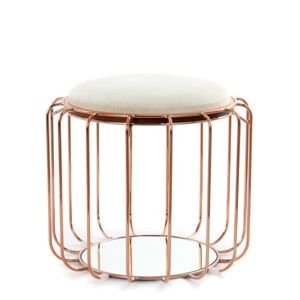 Béžový odkládací stolek / puf s konstrukcí ve zlaté barvě 360 Living Canny, ⌀ 50 cm