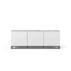Bílý televizní stolek s bílou deskou a černými nohami TemaHome Join, 180 x 65 cm