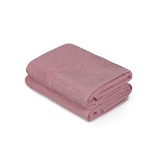 Sada 2 růžových ručníků z čisté bavlny Grande, 50 x 90 cm