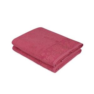 Sada 2 červených ručníků z čisté bavlny Simple, 90 x 150 cm