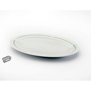 Porcelánový servírovací talíř se zeleným pruhem Versa Mint