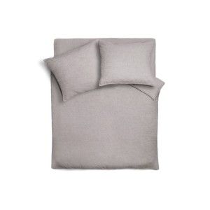 Šedobéžový lněný přehoz na postel s povlaky na polštáře Maison Carezza Lilly, 240 x 260 cm