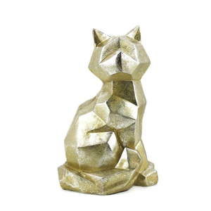 Dekorativní soška z kamene ve zlaté barvě Moycor Geometric Cat