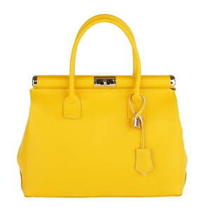 Žlutá kožená kabelka Chicca Borse Lady