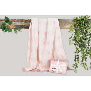 Růžová deka s příměsí bavlny Dolce Bonita Kalp, 155 x 125 cm