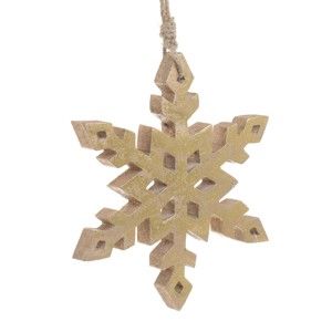 Vánoční dřevěná závěsná dekorace ve tvaru sněhové vločky InArt Freya