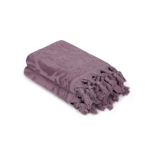 Sada 2 fialových bavlněných ručníků Madame Coco Bohéme, 50 x 90 cm