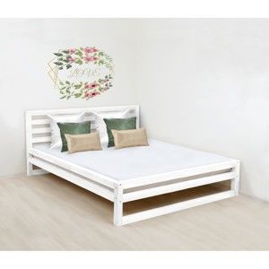 Bílá dřevěná dvoulůžková postel Benlemi DeLuxe, 200 x 160 cm