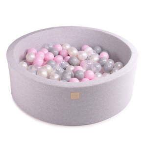 Světle šedý dětský bazének s 200 kuličkami MeowBaby Pink Pearls, ø 90 x 30 cm