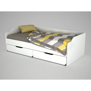 Bílá dřevěná jednolůžková postel Young