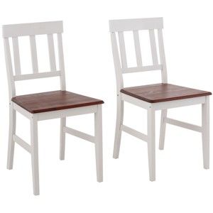 Sada 2 bílých jídelních židlí z masivního borovicového dřeva  Støraa Vinnie