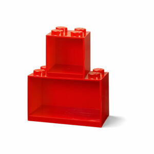 Sada 2 dětských červených nástěnných polic LEGO® Brick