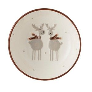 Keramická miska J-Line Reindeers, ⌀ 17 cm