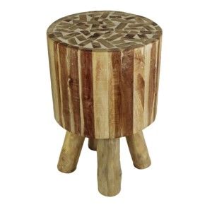 Stolička  z teakového dřeva HSM collection Mozaik, ⌀ 30 cm