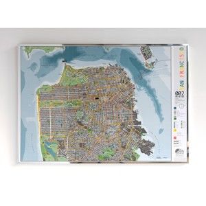 Magnetická mapa San Francisca The Future Mapping Company San Francisco City, 100 x 70 cm