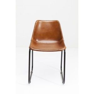 Hnědá jídelní židle s potahem z kozí kůže Kare Design Vintage