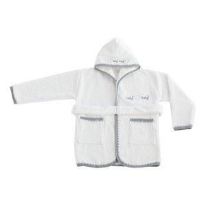 Dětský bílý župan se šedými detaily ze 100% bavlny Naf Naf Heart
