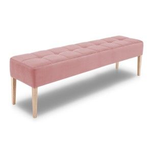 Světle růžová lavice s dubovými nohami Jakobsen home Marino, délka 172 cm