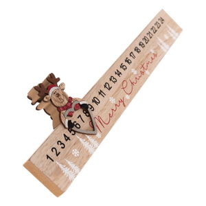 Dřevěný podlouhlý adventní kalendář Sob Dakls, délka 40 cm