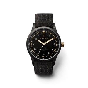 Unisex hodinky s černým koženým řemínkem Triwa Midnight Lansen