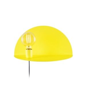 Žlutá nástěnná lampa s poličkou Shelfie, výška 20 cm
