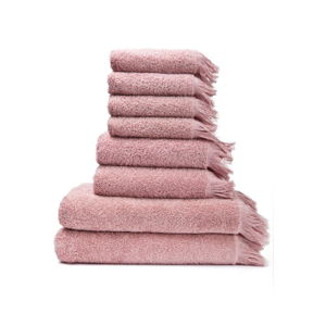 Set 6 růžových bavlněných ručníků a 2 osušek Casa Di Bassi Bath