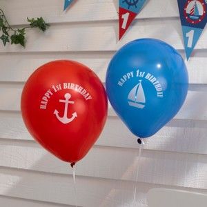 Sada 8 nafukovacích balónků Neviti Ahoy There 1st Birthday