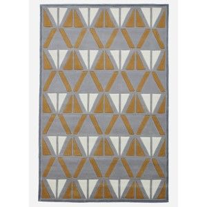 Šedo-žlutý ručně tuftovaný koberec Think Rugs Hong Kong Barma Grey & Yellow, 120 x 170 cm