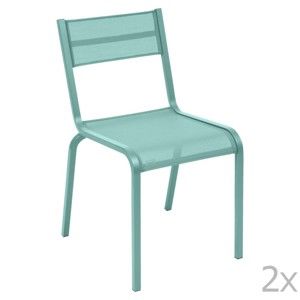 Sada 2 světle modrých kovových zahradních židlí Fermob Oléron