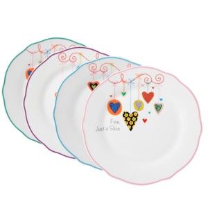 Sada 4 dezertních talířů Silly Design Hearts